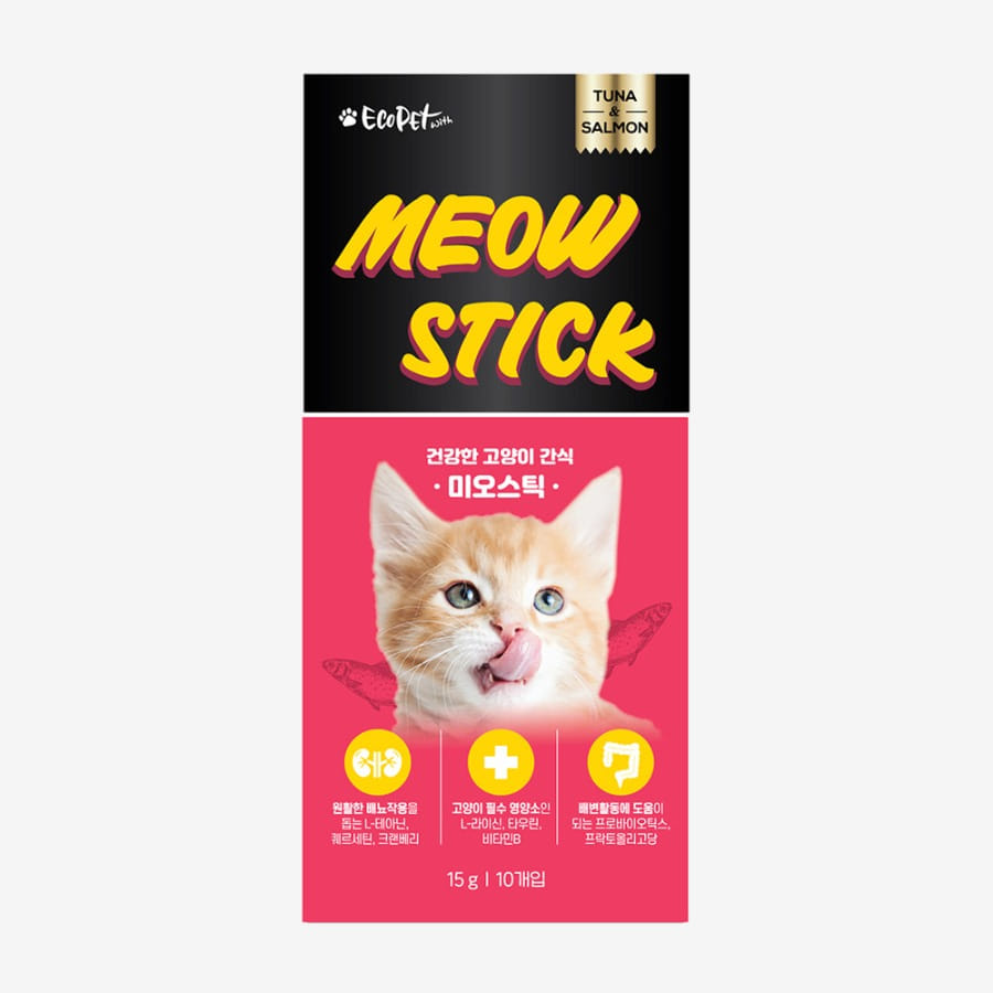 고양이 츄르 간식 국내산 챠오 미오스틱 연어참치맛 15g 10개입