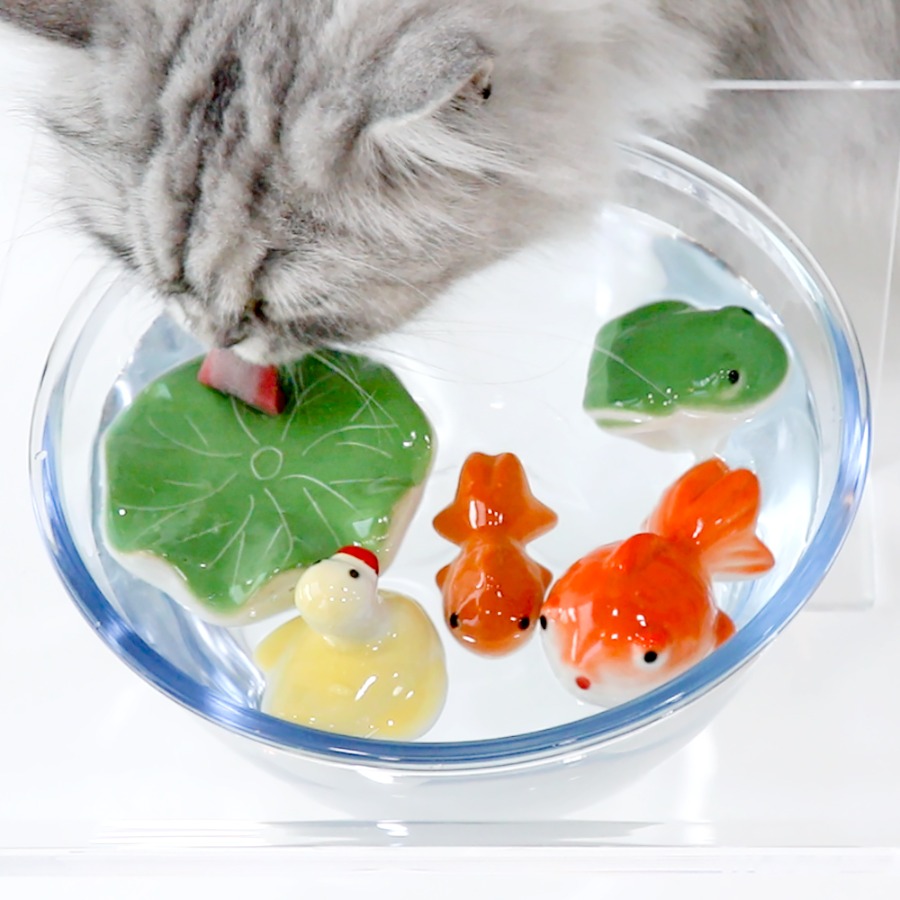 링펫 물에 뜨는 도자기 장난감 고양이 음수량 증대 악세사리